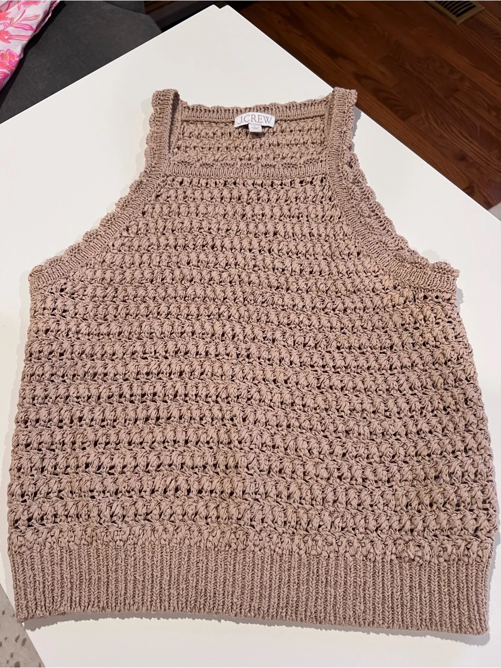 J. Crew Crochet Tank Sweater in Light Taupe